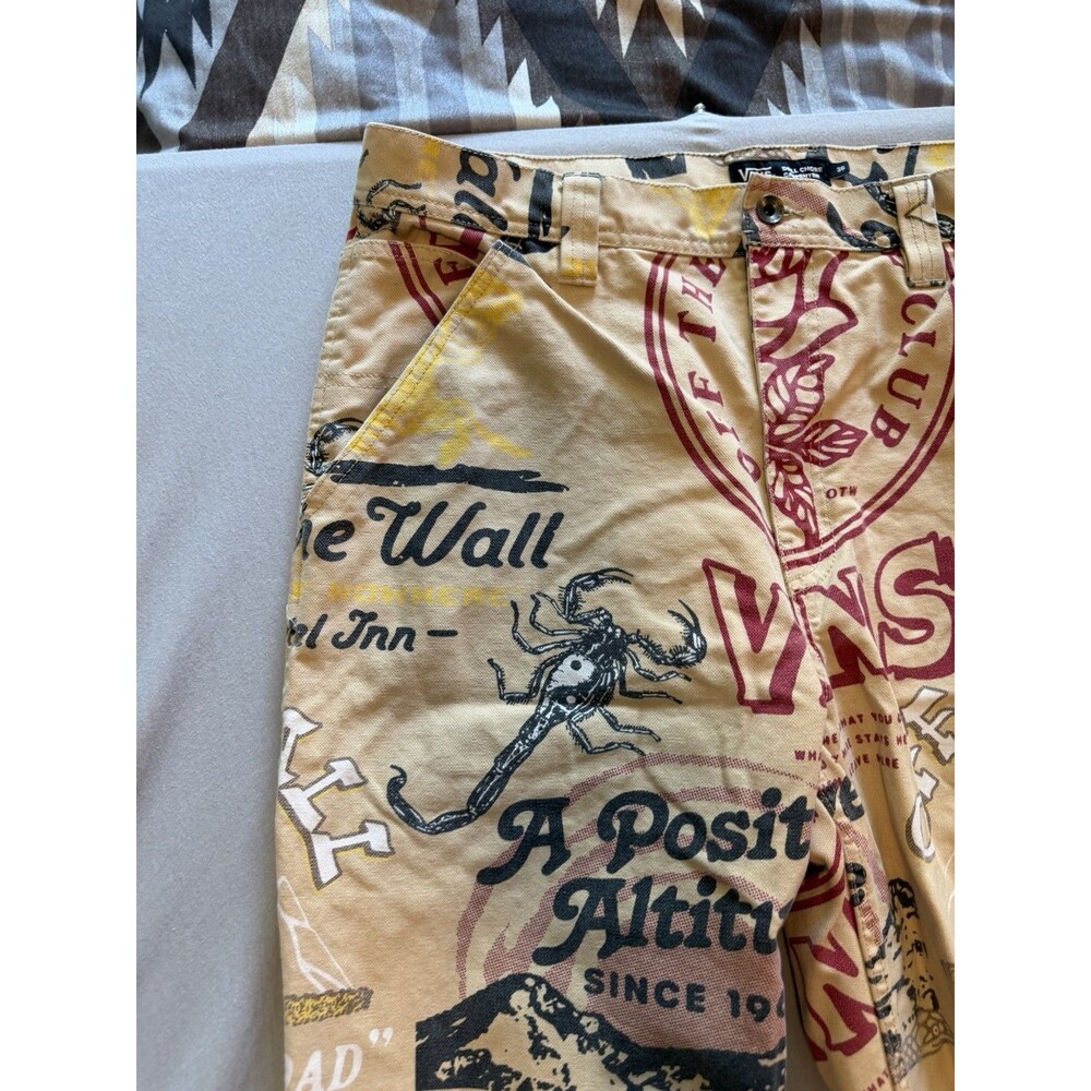 Vans Pants Mens 34 Drill Chore Carpenter All Over Print Loose Fit Off The Wall - Picture 11 of 12